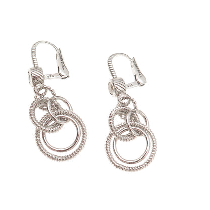 Judith Ripka 925 Sterling Silver C Z Interlocked Circle Dangle Earrings