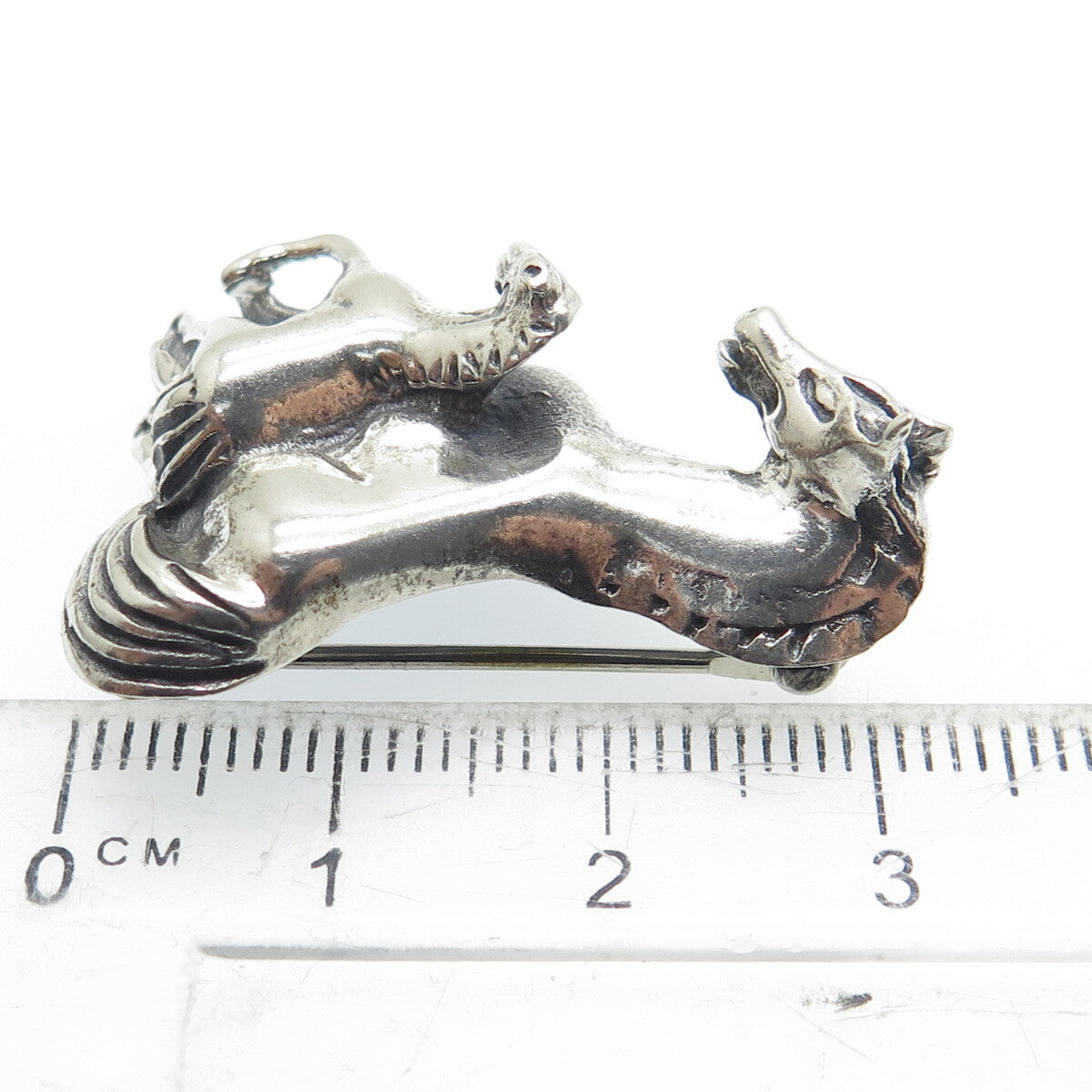 925 Sterling Silver Vintage Mom & Child Horse Oxidized Pin Brooch