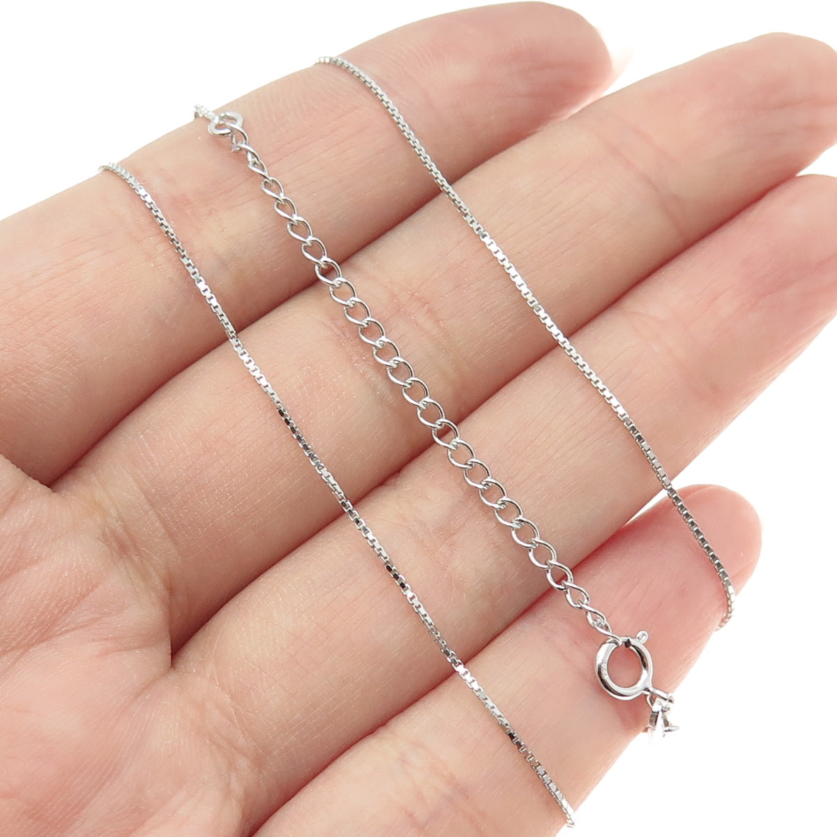 925 Sterling Silver Swarovski Imperial-Crystal Box Chain Necklace 16-18"