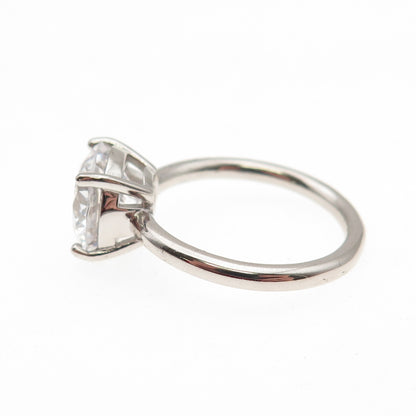 DSMK 925 Sterling Silver Round-Cut C Z Engagement Ring Size 7