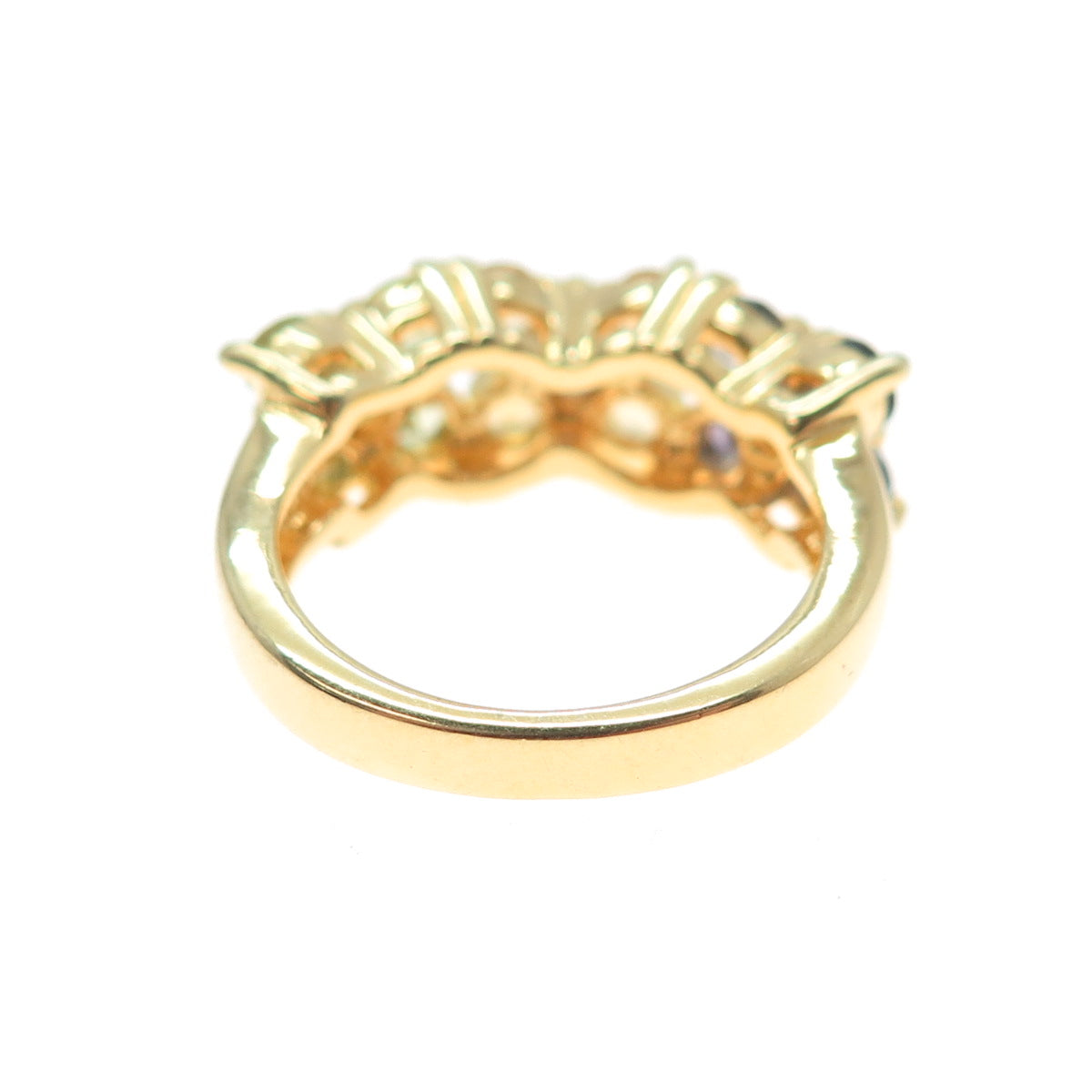 925 Sterling Silver Gold Plated Real Peridot Citrine & Iolite Ring Size 4.75