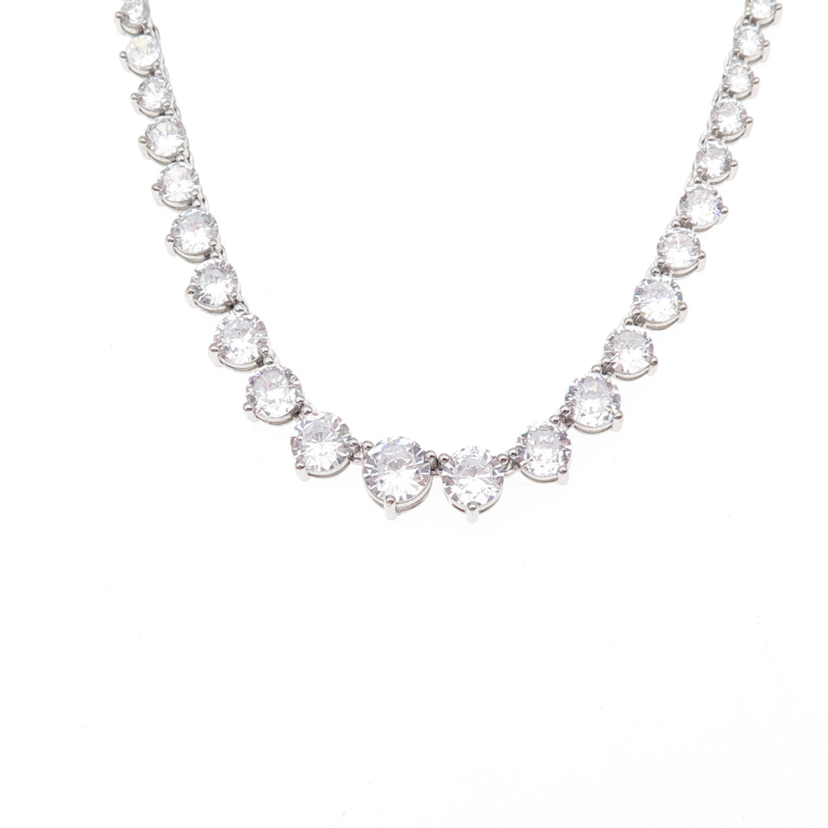 Dee Berkle 925 Sterling Silver Round-Cut C Z Graduated Tennis Chain Necklace 20"