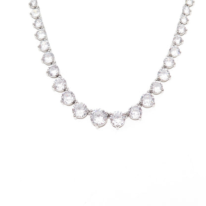 Dee Berkle 925 Sterling Silver Round-Cut C Z Graduated Tennis Chain Necklace 20"