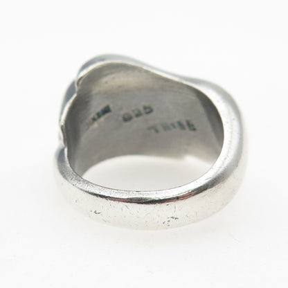 925 Sterling Silver Vintage Mexico Modernist Ribbed Oxidized Ring Size 7