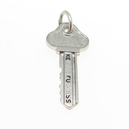 WELLS 925 Sterling Silver Vintage "Key to Success" 3D Charm Pendant