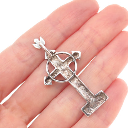 925 Sterling Silver Vintage 1997 Art Love Grace Cross Charm Pendant