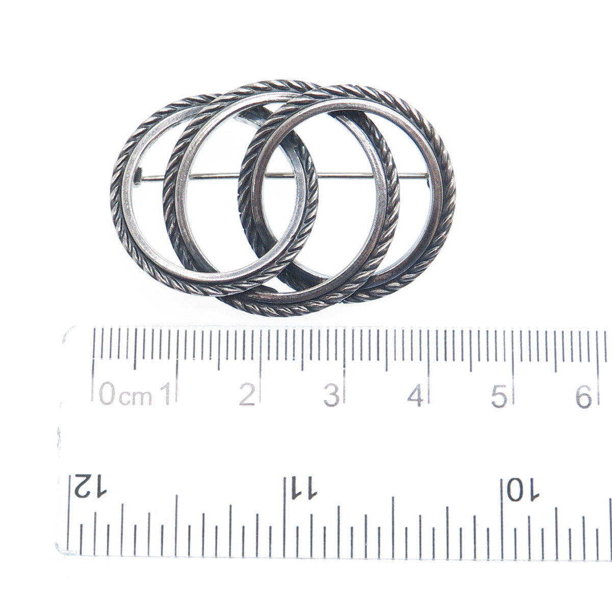 DANECRAFT FELCH & CO. 925 Sterling Silver Vintage Interlocked Circles Pin Brooch
