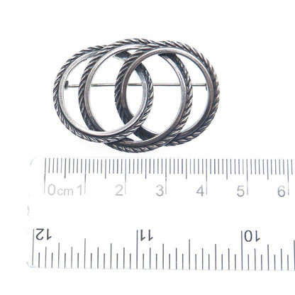 DANECRAFT FELCH & CO. 925 Sterling Silver Vintage Interlocked Circles Pin Brooch
