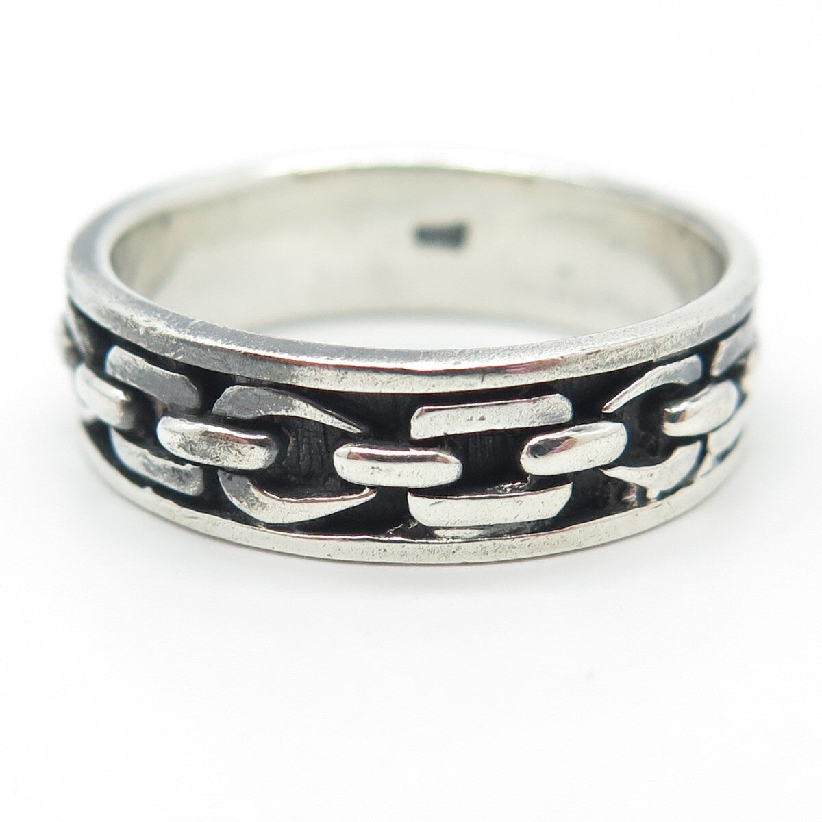 925 Sterling Silver Vintage Chain Band Ring Size 13.25