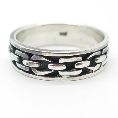 925 Sterling Silver Vintage Chain Band Ring Size 13.25