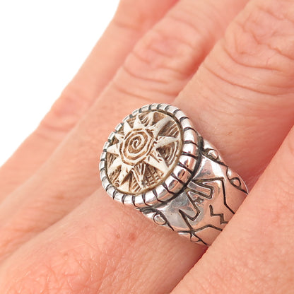 Shube 925 Sterling Silver Vintage Sun Symbol Oxidized Ring Size 7.25