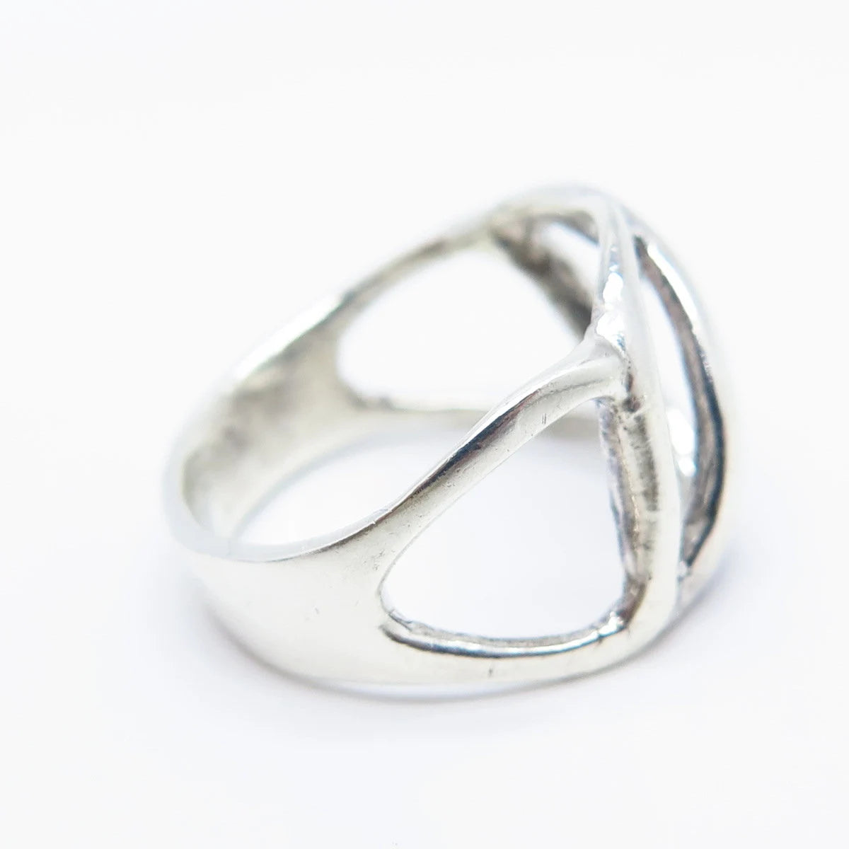 925 Sterling Silver Vintage Modernist Ring Size 5.75