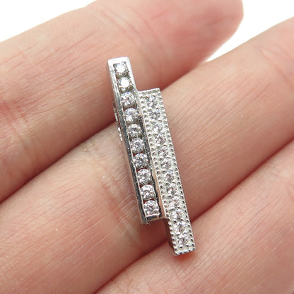 HAN 925 Sterling Silver Round-Cut C Z Multi-Bar Slide Pendant