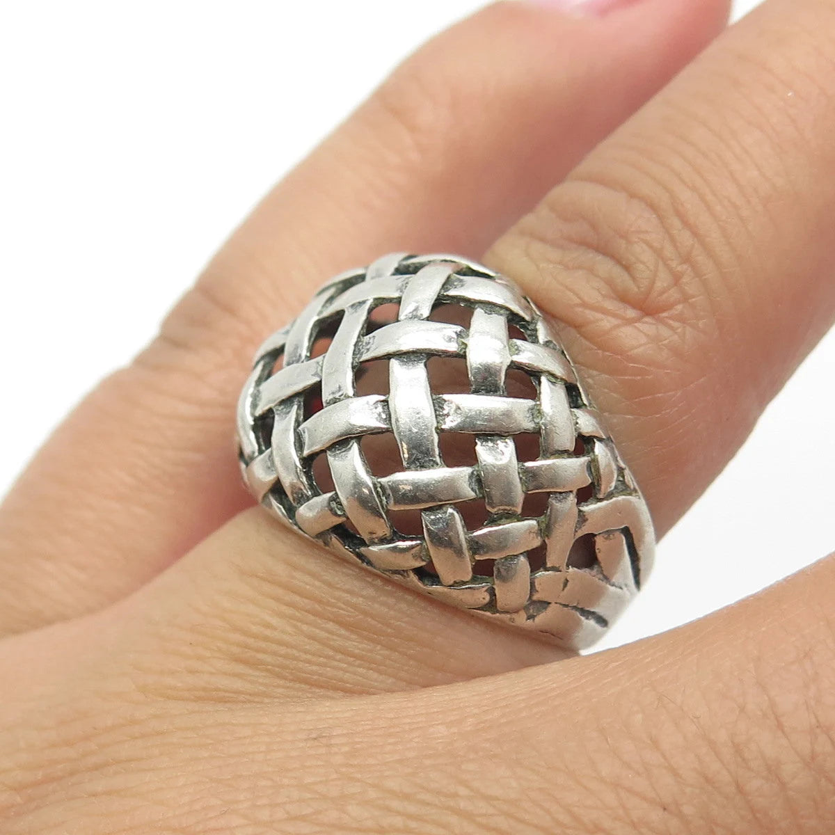 925 Sterling Silver Vintage Pacific Jewelry Wicker Ring Size 6