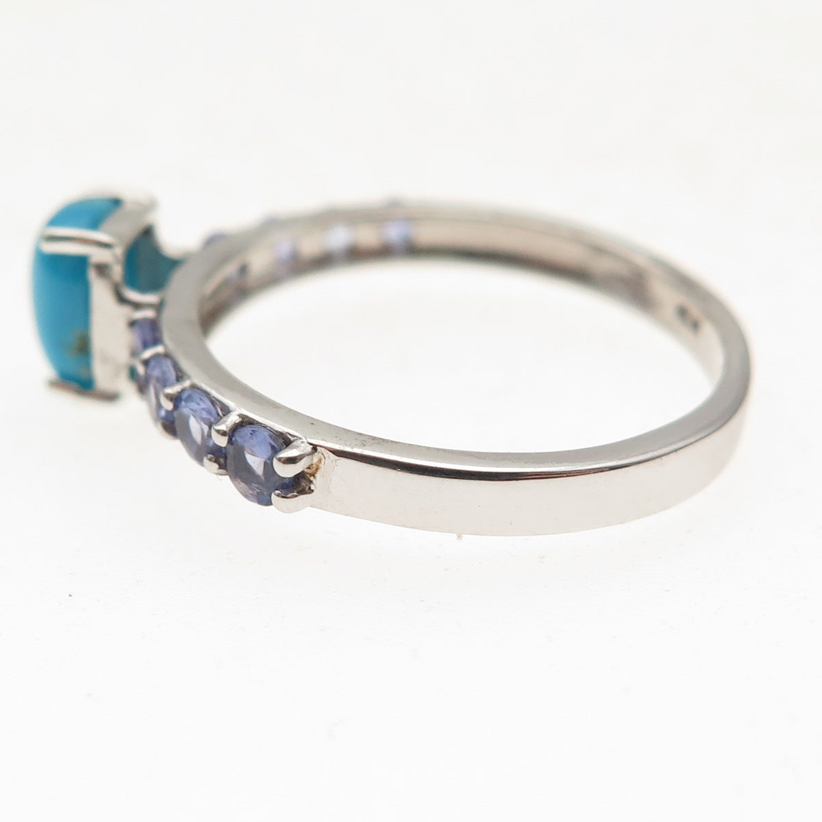 Chuck Clemency 925 Sterling Silver Real Turquoise & Tanzanite Ring Size 8.25