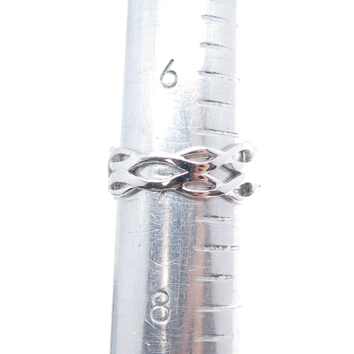 925 Sterling Silver Round-Cut C Z Infinity Link Ring Size 7