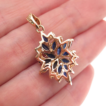Ross Simons 925 Sterling Gold Plated Real Diamond & Lab-Created Sapphire Pendant