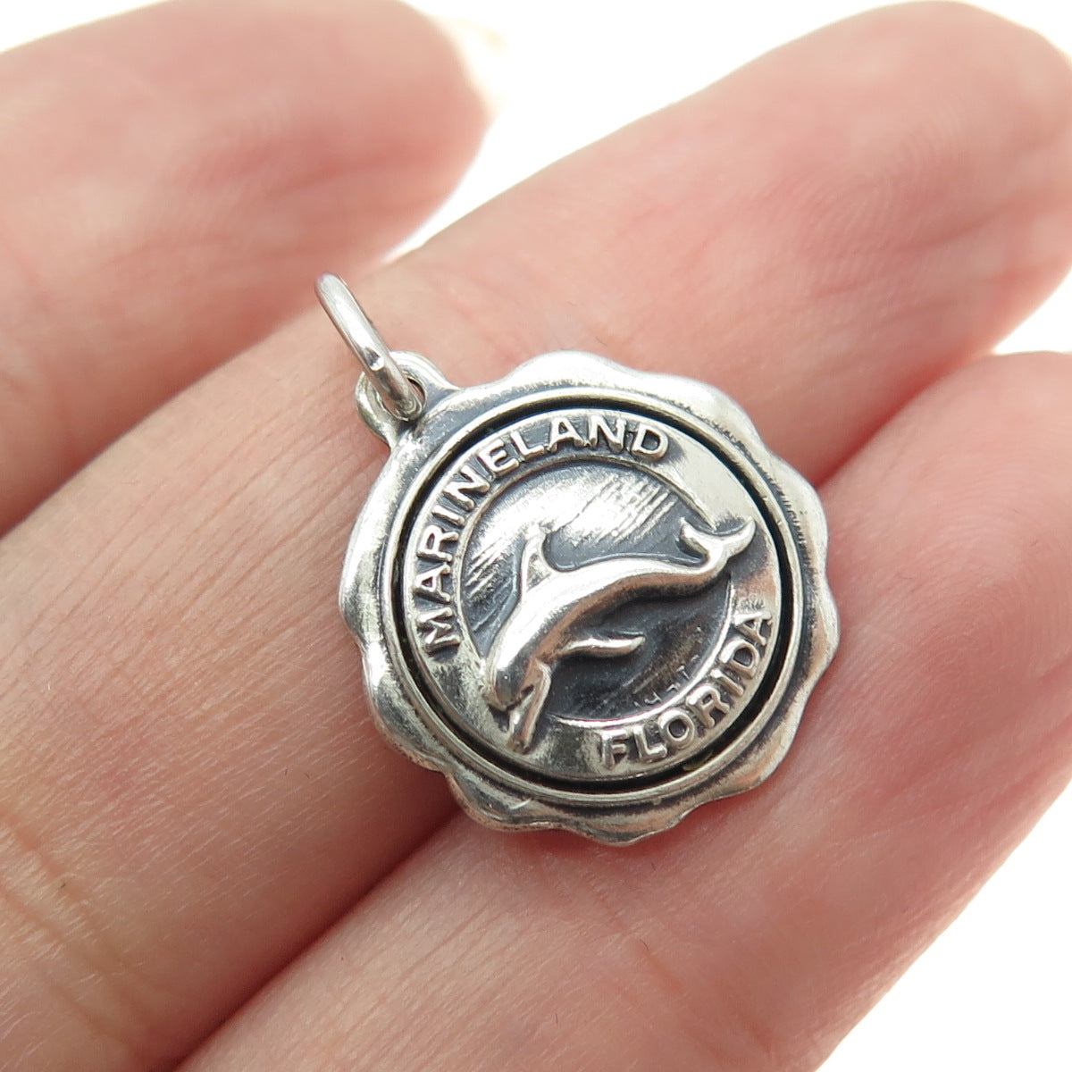 925 Sterling Silver Vintage "Marineland Florida" Dolphin Pendant