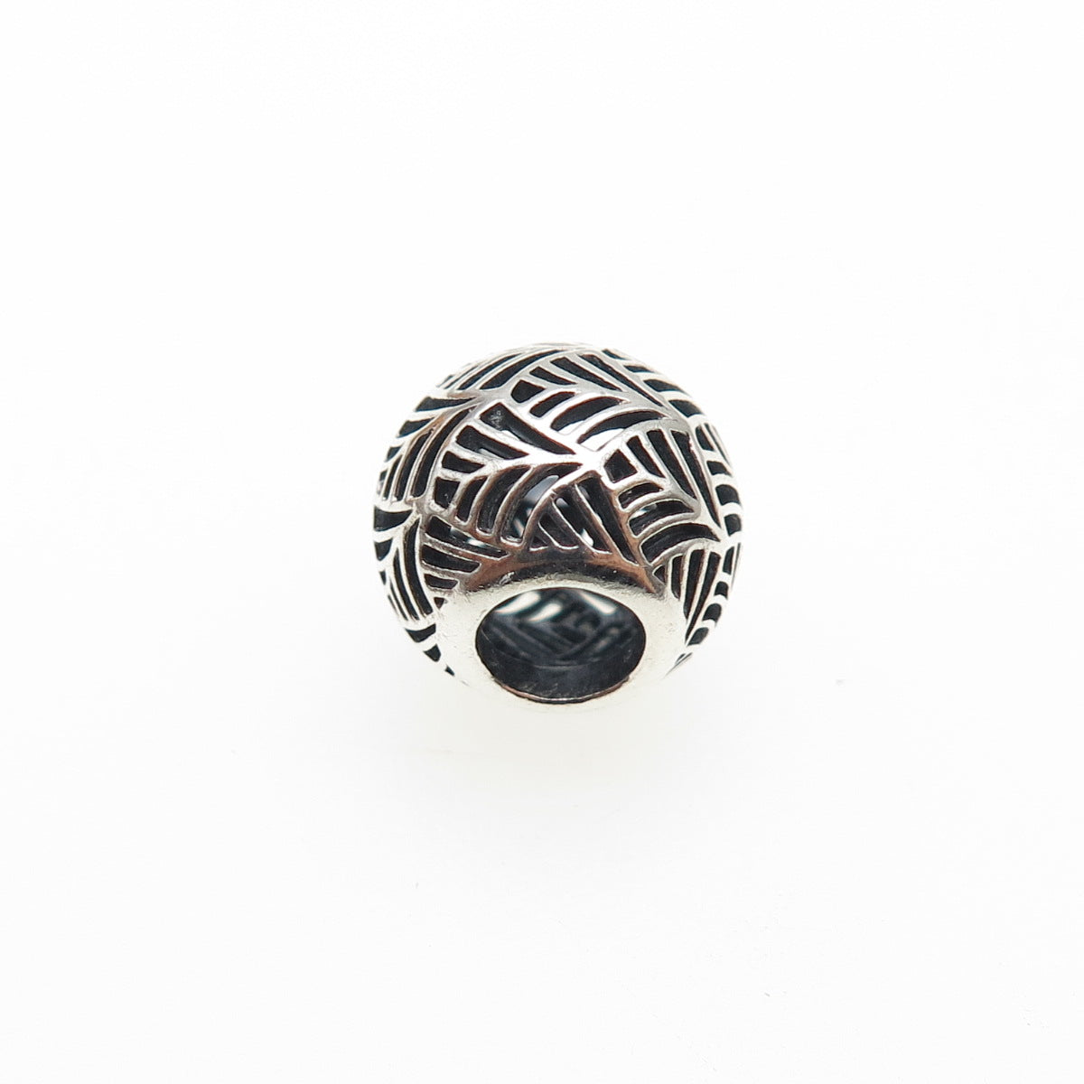 PANDORA 925 Sterling Silver Tropicana Palm Leaf Slide Bead Charm