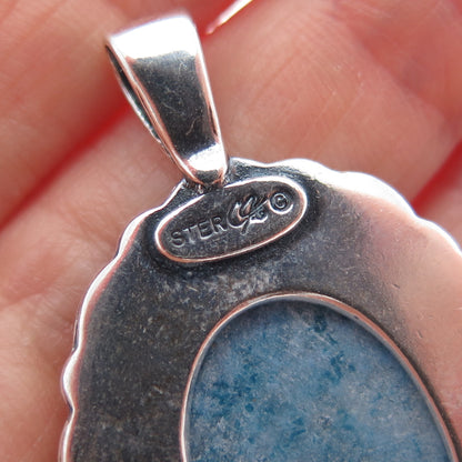 CAROLYN POLLACK 925 Sterling Silver Vintage Real Denim Lapis Charm Pendant