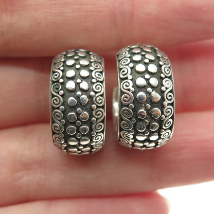JGD JANICE GIRARDI 925 Sterling Silver Vintage Swirl Hoop Oxidized Earrings