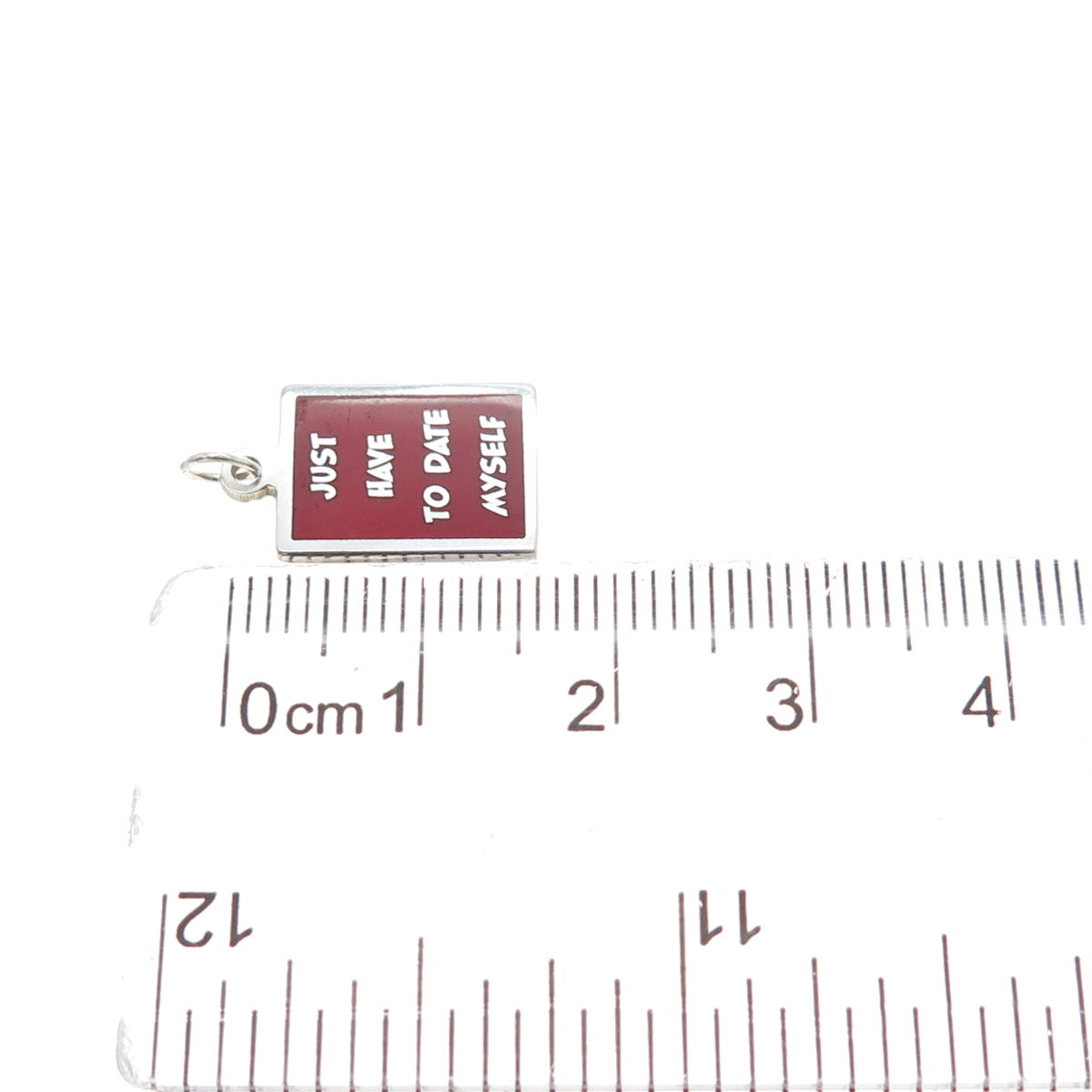 925 Sterling Silver Red Enamel Just Have To Date Myself Minimalist Charm Pendant