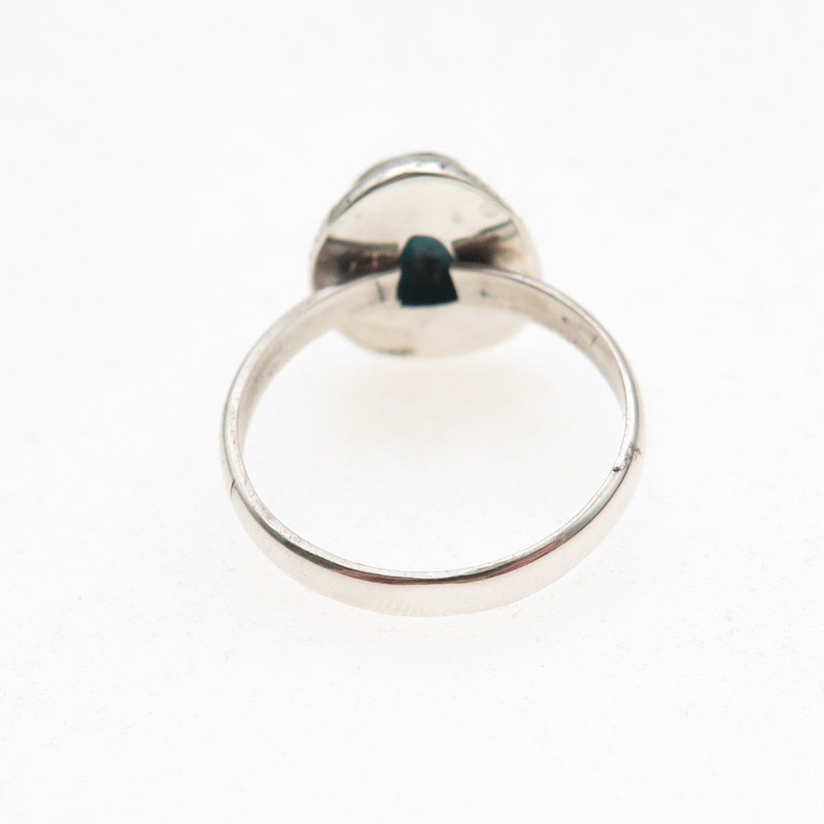 925 Sterling Silver Vintage Real Bisbee Turquoise Oxidized Ring Size 6.25