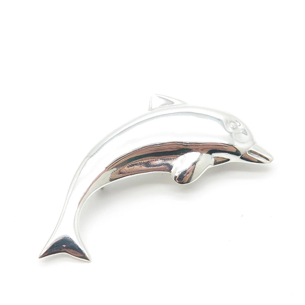 925 Sterling Silver Vintage Friendly Dolphin Pin Brooch