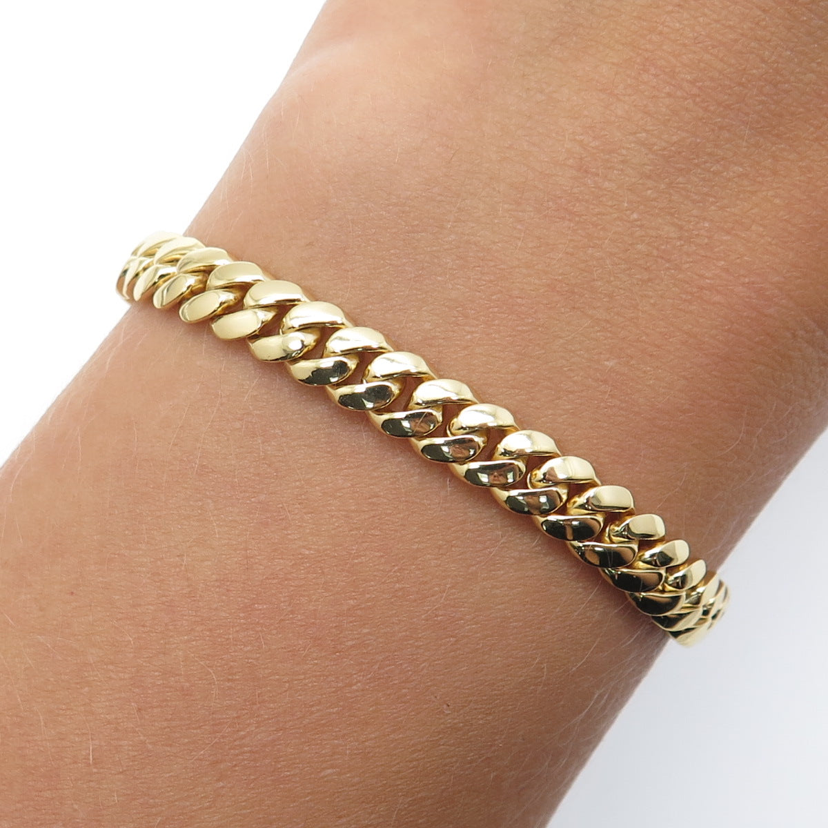 SUPERIOR GOLD 925 Sterling Silver Round-Cut C Z Cuban Link Bracelet 6.5"
