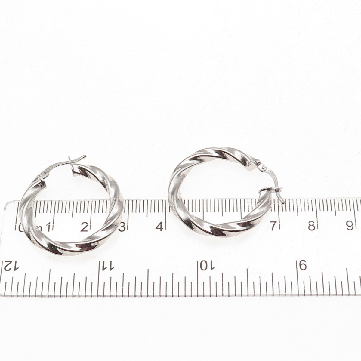 925 Sterling Silver Italy Twisted Hoop Earrings