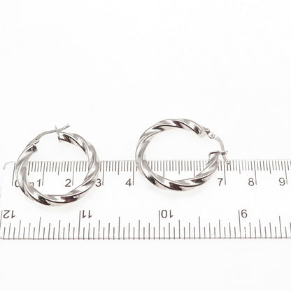 925 Sterling Silver Italy Twisted Hoop Earrings