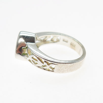 CLYDE DUNEIER CID Sterling Silver Vintage Real Triangle-Cut Peridot Ring Size 6