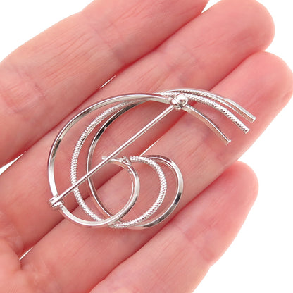 Van Dell 925 Sterling Silver Vintage Wave Pin Brooch