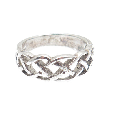 925 Sterling Silver Vintage Celtic Knot Oxidized Ring Size 8.75