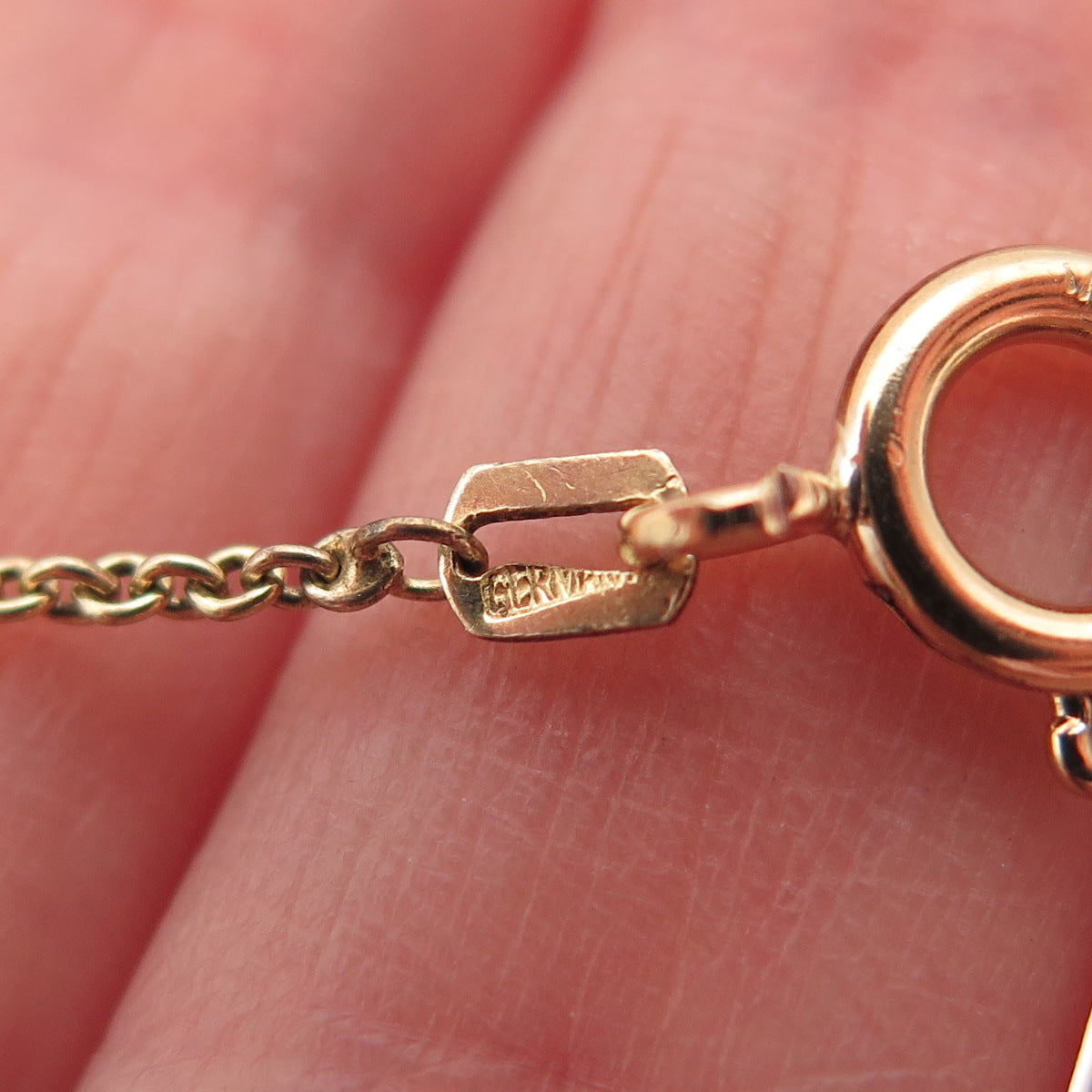 1/20 14K Gold Filled Vintage Germany Real Bohemian Garnet Chain Necklace 16"