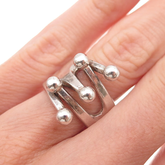 Anna Greta Eker 925S Sterling Vintage Norway Modernist Adjustable Ring Size 6.5
