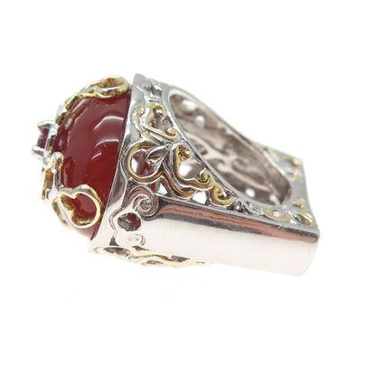 MICHAEL VALITUTTI Gems En Vogue Sterling 2-Tone Carnelian & Ruby Ring Size 5.25