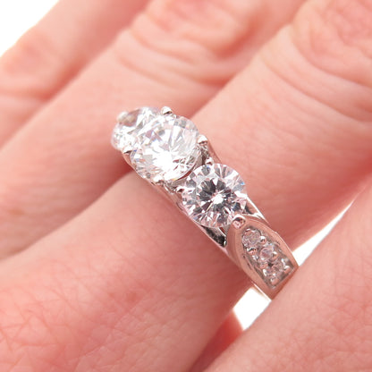 SAI 925 Sterling Silver Round-Cut C Z Engagement Ring Size 9.25