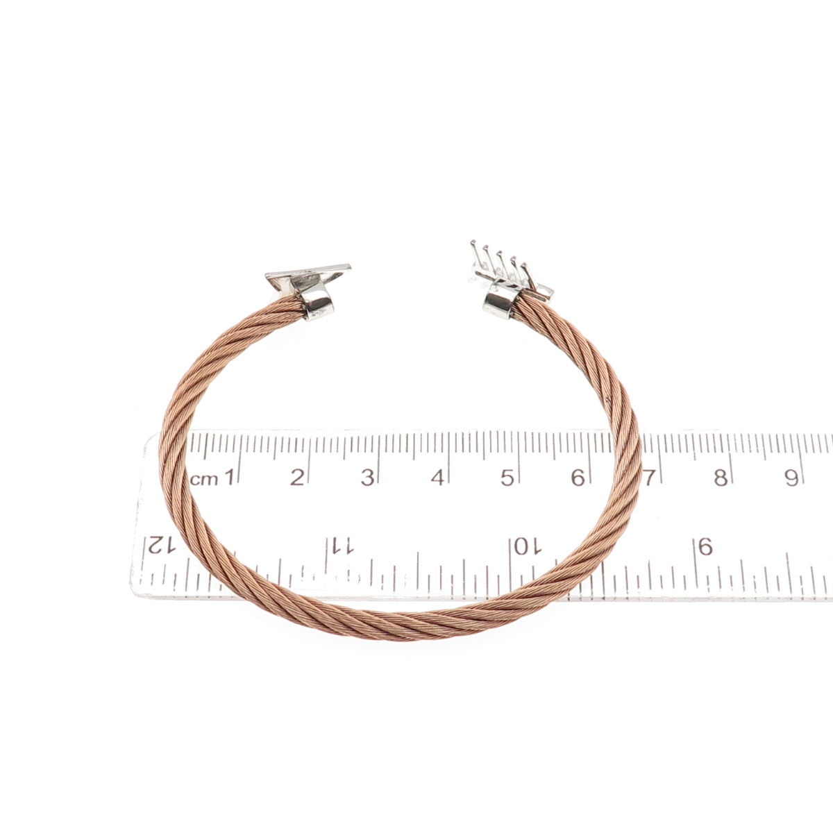 925 Sterling Accent & Stainless Steel Real Diamond Arrow Adjustable Bracelet 7"