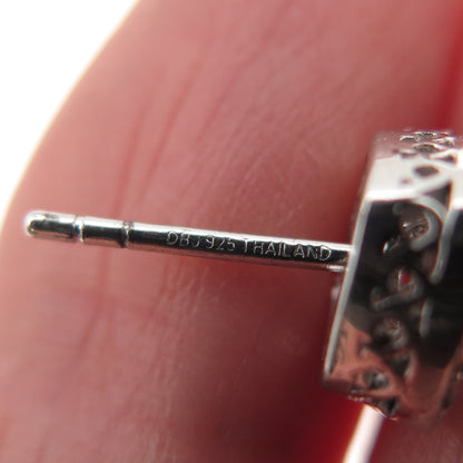 DEE BERKLE 925 Sterling Silver Real Round-Cut Diamond Stud Earrings