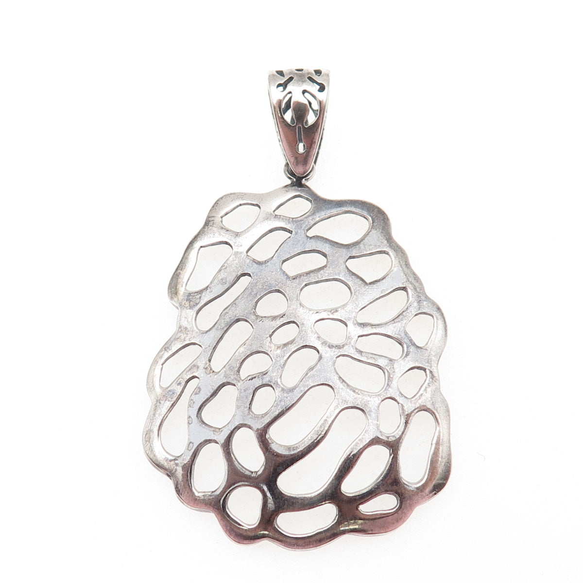 925 Sterling Silver Vintage Modernist Oxidized Pendant