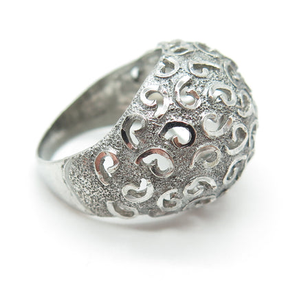 925 Sterling Silver Vintage Modernist Dome Oxidized Ring Size 7.75