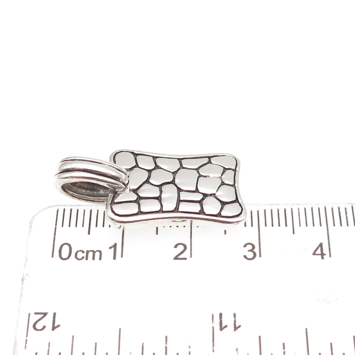 LINAJE 925 Sterling Silver Vintage Modernist Oxidized Charm Pendant
