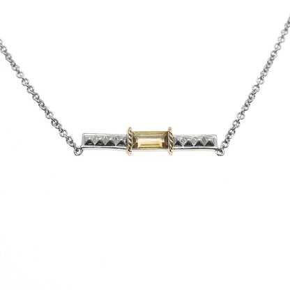 ANDREA CANDELA 925 Sterling Silver 18K Gold Vintage Real Citrine Necklace 16-18"