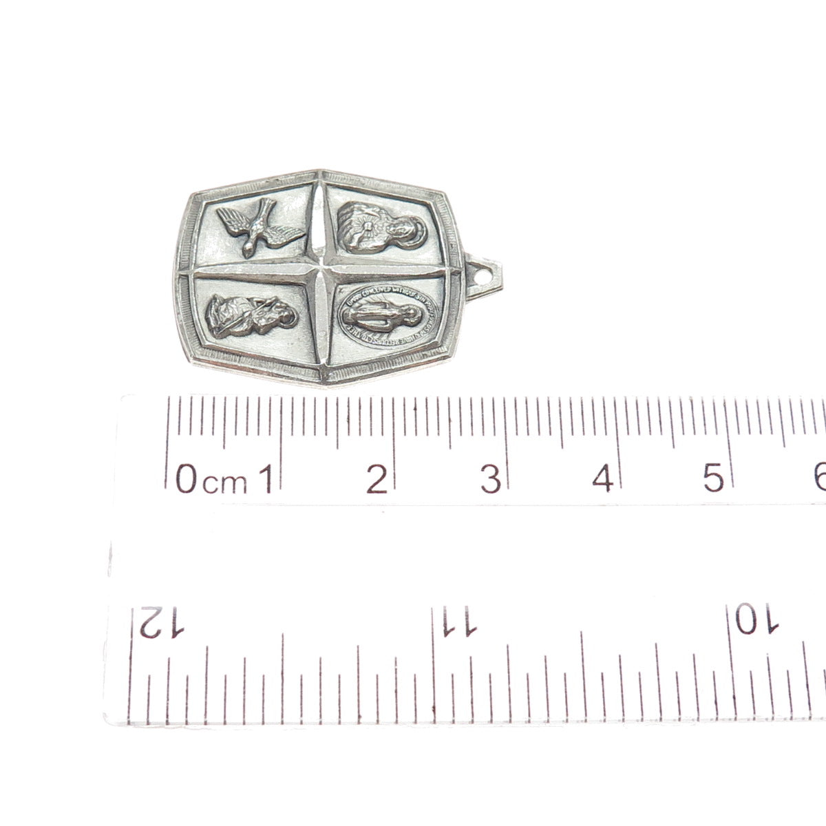 CHAPEL 925 Sterling Silver Antique Art Deco 4-Way Cross Medal Charm Pendant