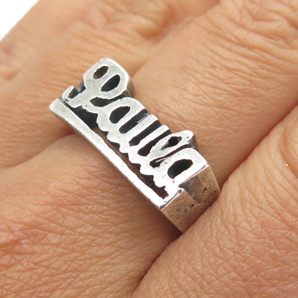 925 Sterling Silver Vintage "Paula" Name Ring Size 8.75
