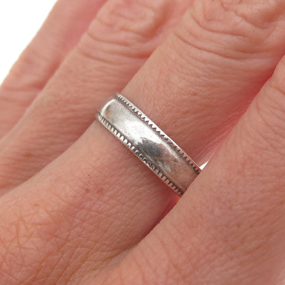 Shube 925 Sterling Silver Vintage Oxidized Band Ring Size 9.75