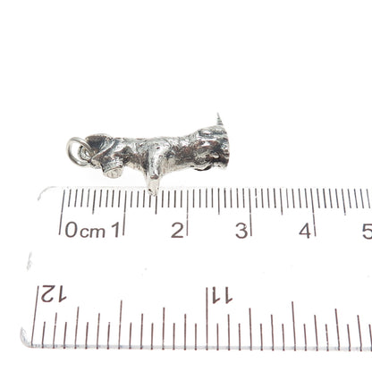 925 Sterling Silver Vintage Dog Oxidized 3D Charm Pendant