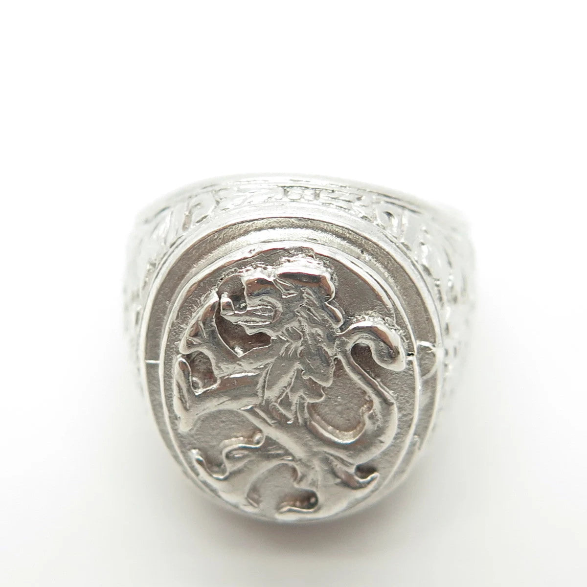 925 Sterling Silver Vintage Lion Adjustable Ring Size 7.75
