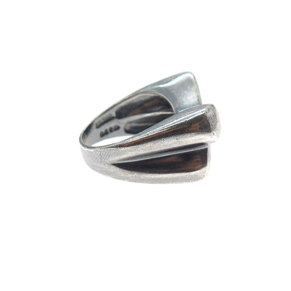 N&D ONDERDONK 925 Sterling Silver Vintage Modernist X Oxidized Ring Size 6.75